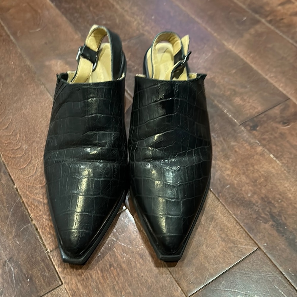 Frank and Oak black wester-style sling backs